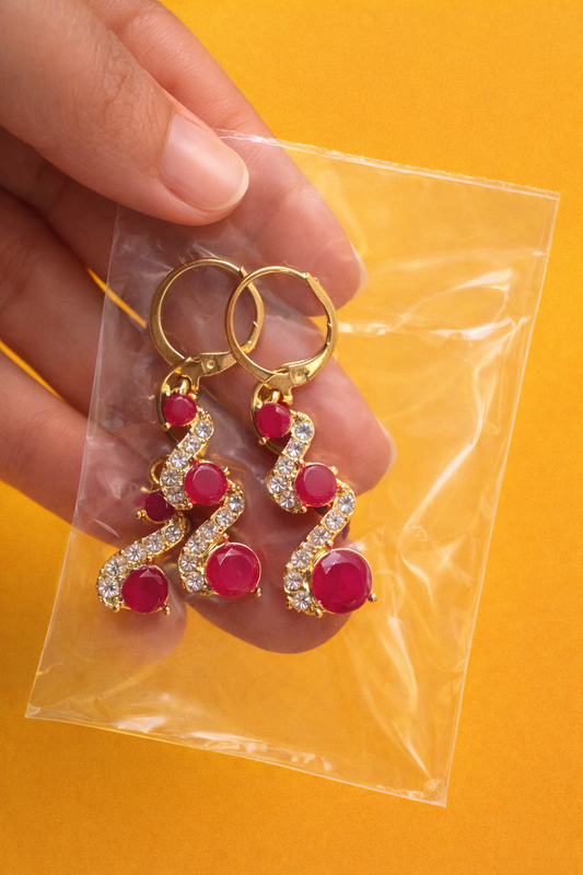 Ruby Curve Drop Earrings