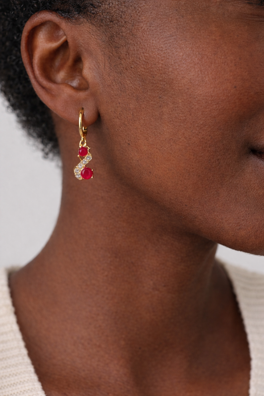 Ruby Curve Drop Earrings