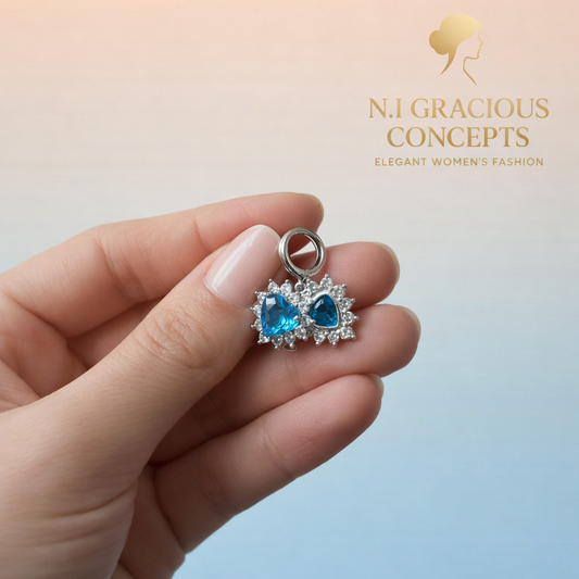 Blue Crystal Halo Pendant Charm