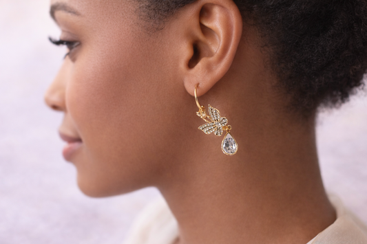 Crystal Dragonfly Drop Earrings