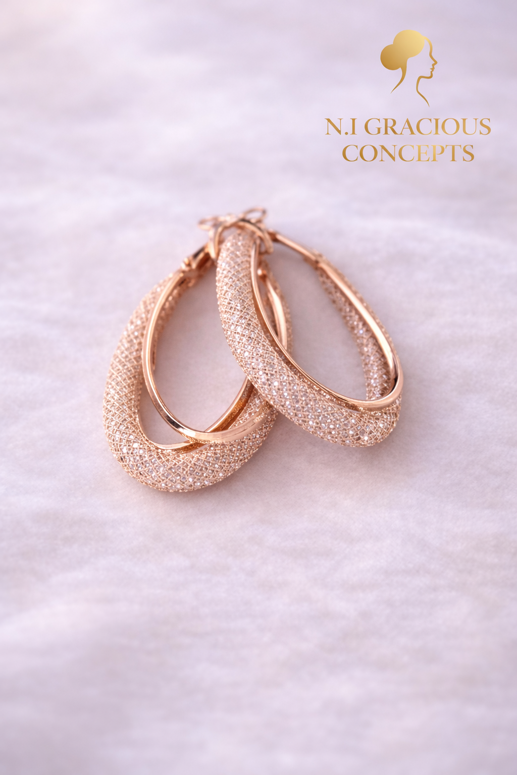 Rose Gold Crystal Teardrop Hoop Earrings