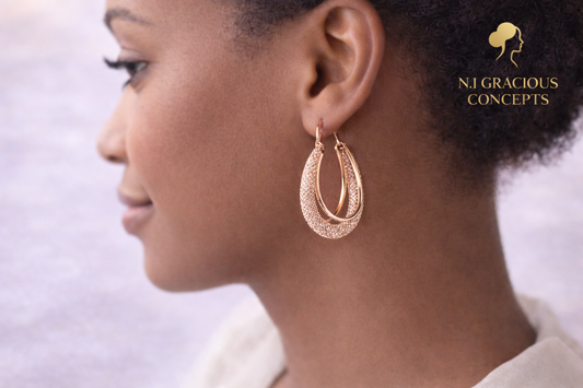 Rose Gold Crystal Teardrop Hoop Earrings