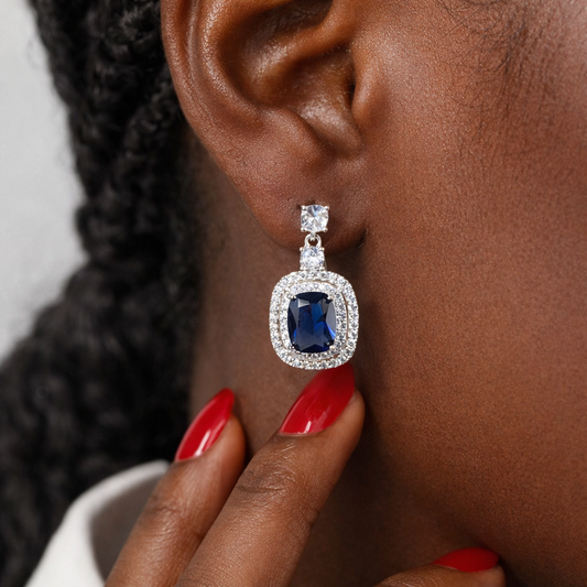 Royal Blue Sapphire Drop Earrings