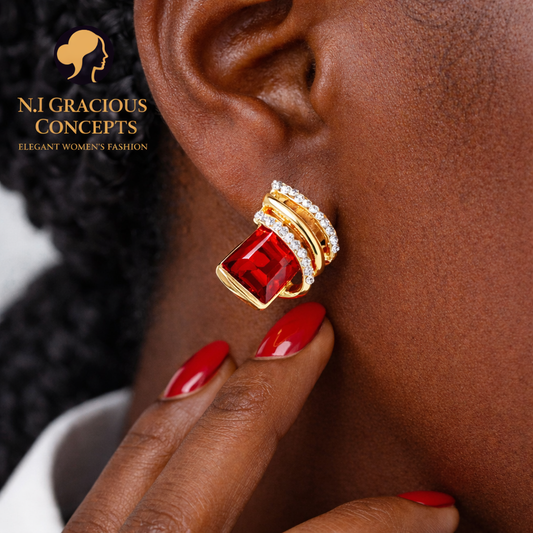 Ruby Luxe Statement Stud Earrings