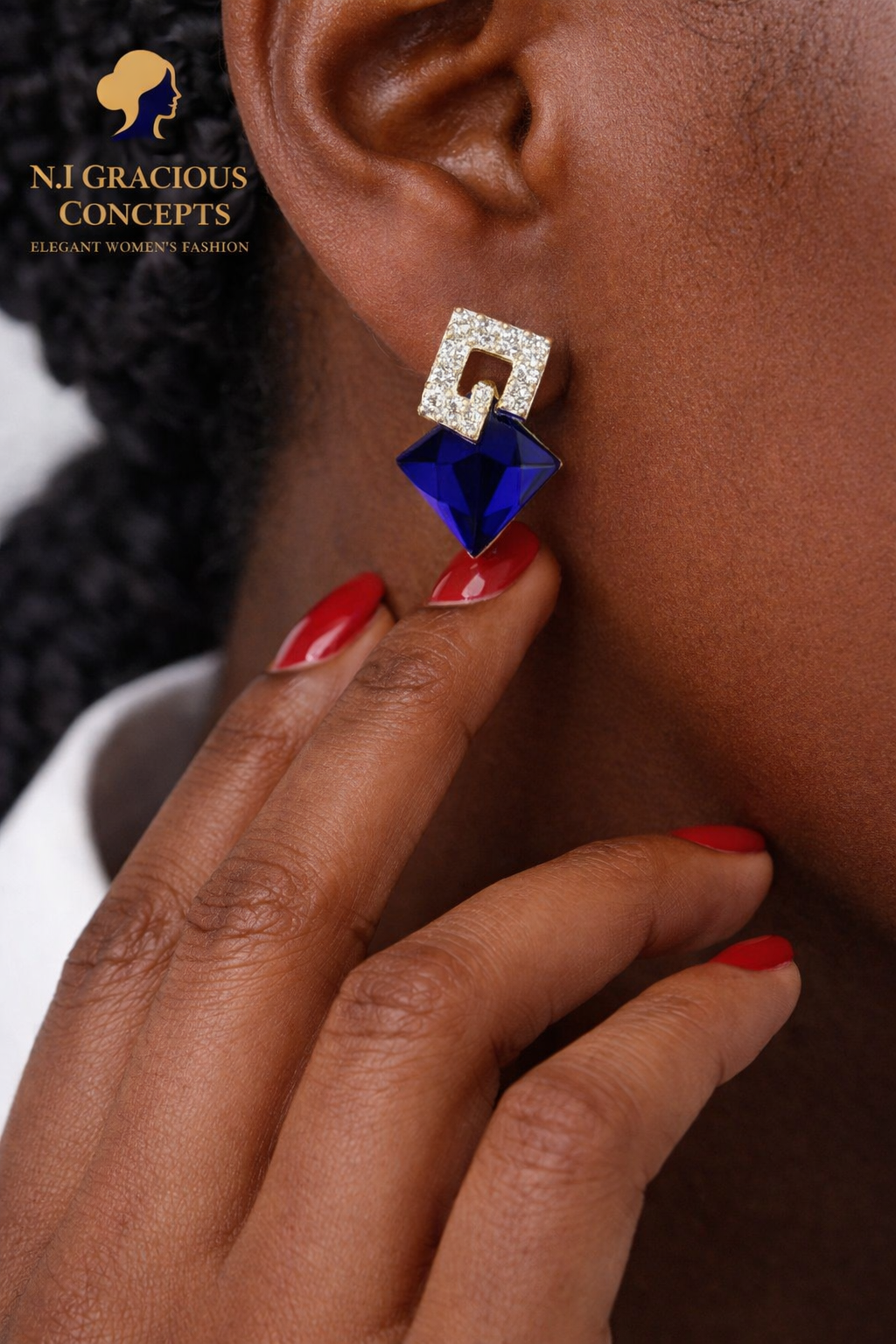 Royal Blue Crystal Drop Earrings