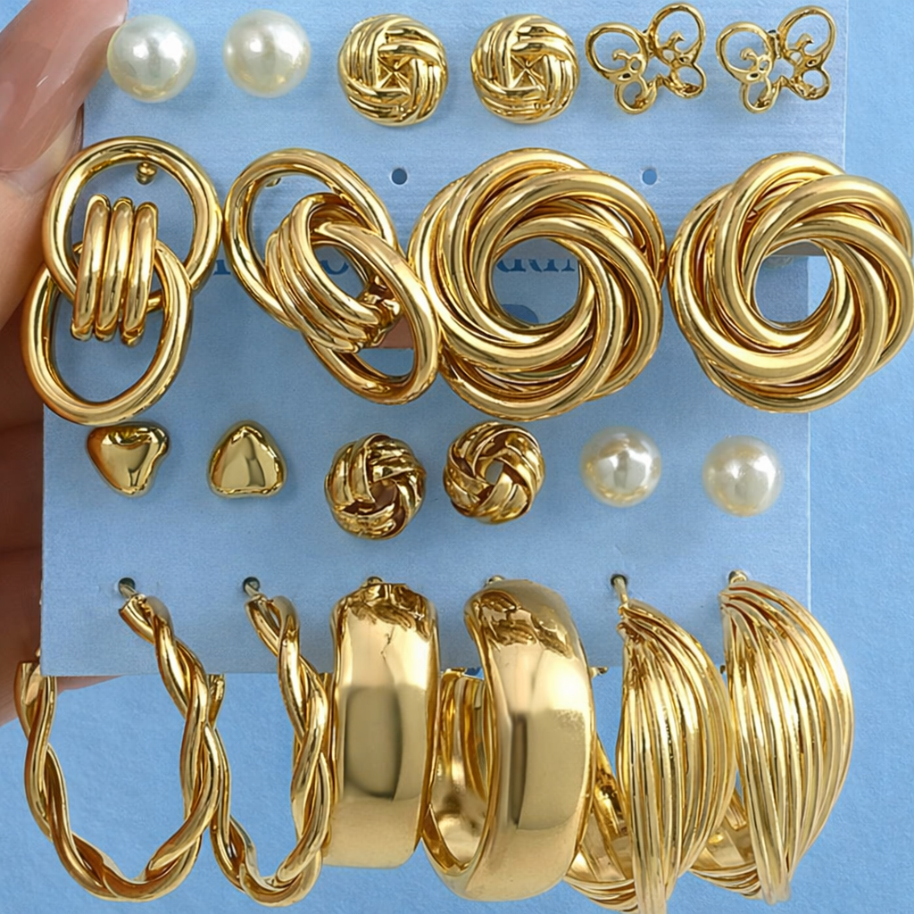 Multi-Style Hoop & Stud Earring Set